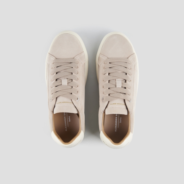 Sneakers Alexander Smith soho uomo in suede beige e tallone in pelle bianca - 6