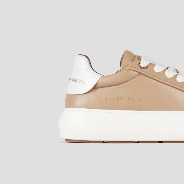 Sneakers Alexander Smith soho donna in pelle beige e tallone in laminato stropicciato - 3