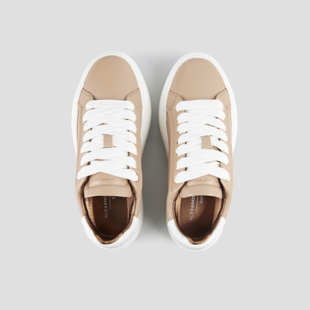 Sneakers Alexander Smith soho donna in pelle beige e tallone in laminato stropicciato - 6