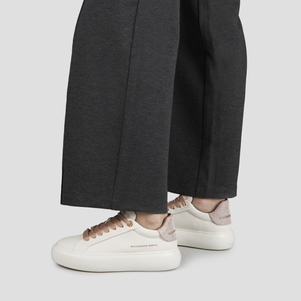 Sneakers Alexander Smith soho donna in pelle bianca e tallone rame con glitter - 2