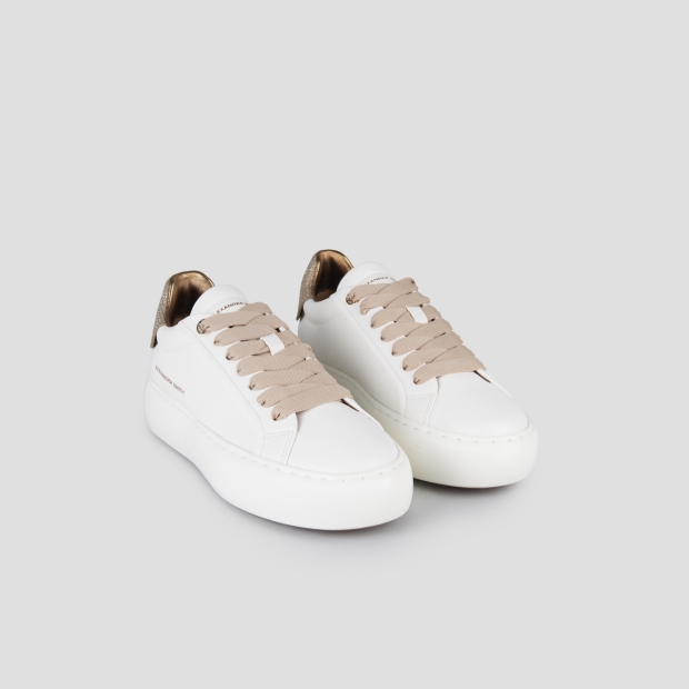 Sneakers Alexander Smith soho donna in pelle bianca e tallone oro con glitter - 4